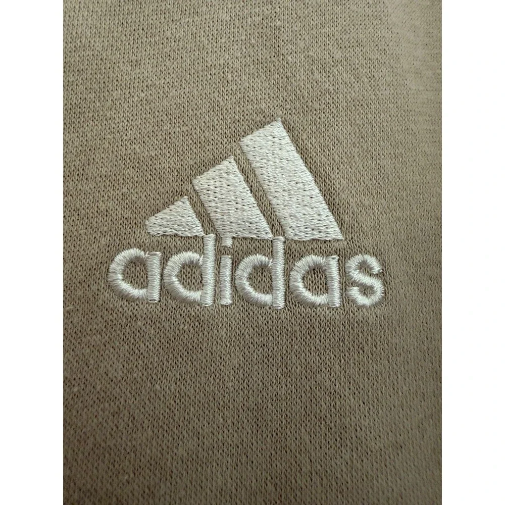 Adidas Men's XL Beige Tracksuit Set Jacket & Joggers Cotton Blend Zip Logo